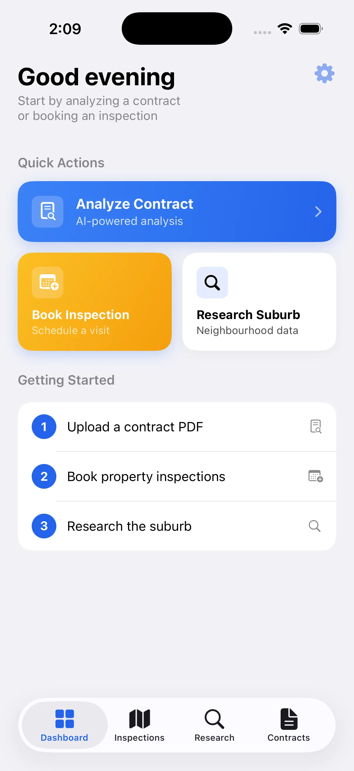 Realestate Lens dashboard on iPhone